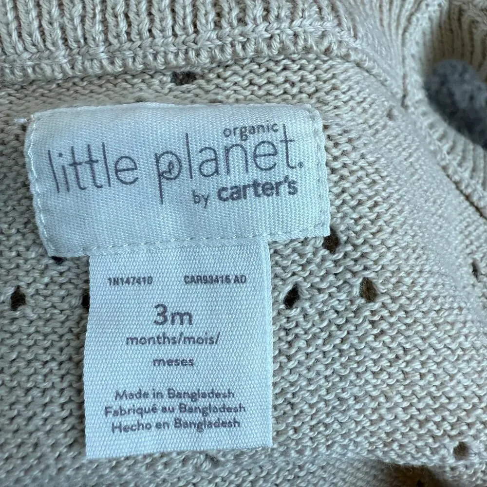 Little Planet Carter's Romper Eyelet Knit Sweater Bubble Baby Girl 3 Months